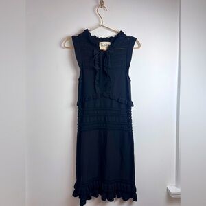 Knitz for Love & Lemons Ruffle Mesh Sleeveless Black Dress Small